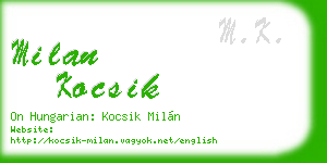 milan kocsik business card